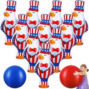 Wettarn 27 Inch 4th of July Inflatables Bowling Set 12 Pack Patriotic‎ (4213)